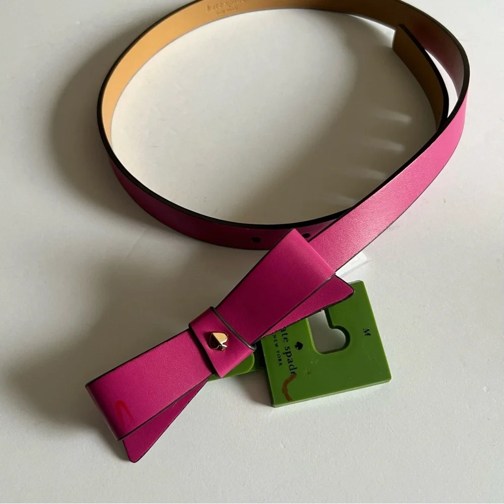 KATE SPADE BOW FRONT BELT PINK MEDIUM NWT